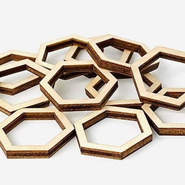 Choose your Size and Quantity (12pc to 48pc) Unfinished Wood Wooden Hollow Hexagon Hexagons Honeycomb, Frame Laser Cutout Dangle Earring Jewelry Blanks Charms Ornaments Shape Crafts Made in Texas