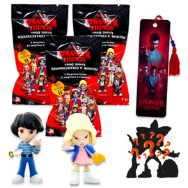 Stranger Things Blind Bag Party Favors 3 Pack – Bundle with 3 Collectible Figures Plus Bookmark Mini Figures for Teens