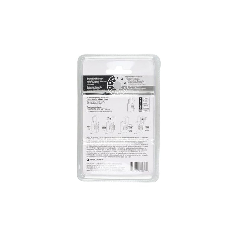 Lock 10CA Candado de combinación programable para maleta, latón, 20