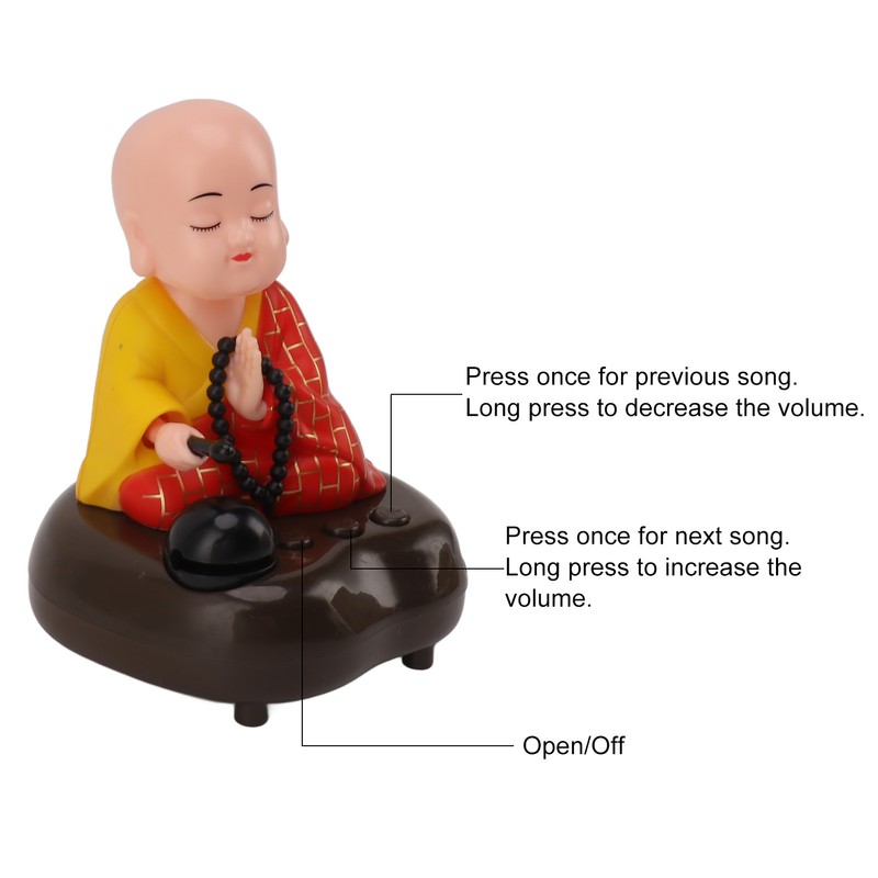 Little Monk Figurine USB Charging 6 Songs Music LED Nodding