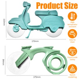 GZYYANG Pizza Cutter Motorcycle 2 Pieces, Pizza Cutter with Dual Sharp Cutting Wheel & Stand, Funny Pizza Cutter, Stainless Steel Plastic Pizza Roller, Novelty Pizza Cutter