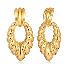 CLASSYZINT Gold Twist Dangle Earrings, Zinc, No Gemstone
