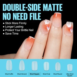 TOMICCA Nail Tips, 510 PCS Extra Short Coffin Gel Nail Tips Half Matte Soft Gel Tips, Full Cover False Nails, Clear Acrylic & Strong Tips for Press On Extension - 12 Sizes