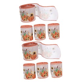 TEHAUX 8rolls Thanksgiving Decorative Ribbons of Autumn-Themed Craft Ribbons for Present Wrapping Hair Accessories and Projects and Lightweight Design for Fall Celebrations