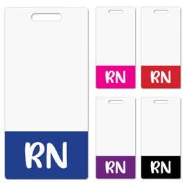 Besoar 5 Pack RN Badge Buddy Card Holder - Vertical Registered Nurse Nursing Accessories Blue Pink Purple Red Black Colors ID Name Identification Tags for Hospital Medical Work