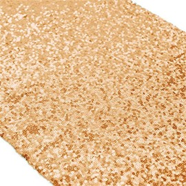 Time to Sparkle 12x108inch Glitter Sequin Table Runner Chair Sashes Swags Wedding Party Table Decoration Sequin Tablecloth- Sequin Champagne Gold