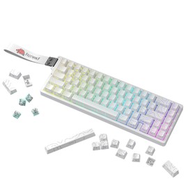 Free wolf F68 Teclado Magnético, 60% Teclado Alambrico Gamer, Latencia de 0.1ms, Tasa de Sondeo de 8000 Hz, Teclado Mecánico Ultracompacto con Retroiluminación RGB para PC/Mac (Blanco) (Blanco)