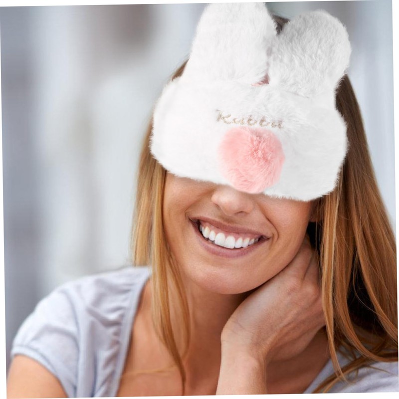 Outanaya 2pcs Plush Rabbit Ear Eye Mask for Travel Comfortable