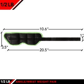 JFIT Ankle Weight Pair 0.5 LBS, Set of 2 with Adjustable Velcro Straps - Breathable, Moisture Absorbent Weight Straps for Men and Women - Comfortable Ankle, Wrist Weights