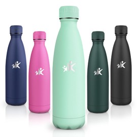 Motswedi Stainless Steel Water Bottle, 500 ml 18/8 Stainless Steel, Children's Drinking Bottle, BPA-Free, Double Walled Thermos Flask, Water Bottle for Outdoor, Yoga, Children, School, Fitness, Teal