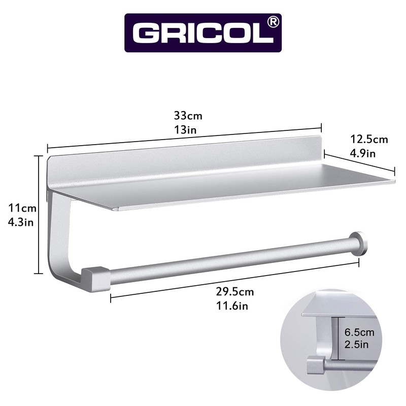 Gricol Kitchen Roll Holder Wall Mount for Paper Rolls Kitchen