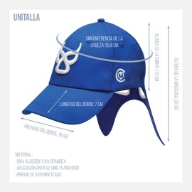 Capmaleon Gorra Máscara de Luchador Mexicano Azul Rey | Gorramáscara DEMONIACA con Antifaz Blanco y Bordado Estilo Lucha Libre | Accesorio Original para Fans y Coleccionistas