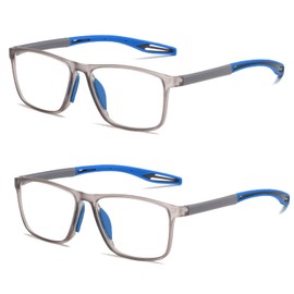 JOON-joon Reading Glasses Men 2 Pairs Sports Style Comfortable and Flexible Blue Light Blocking Readers for Men+3.0(Blue)