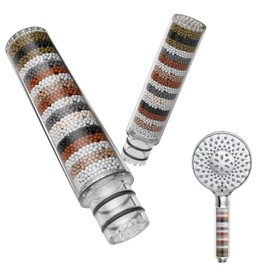 SR SUN RISE Filtro de ducha para cabezal de ducha de mano, paquete de 2 filtros de repuesto para agua dura, elimina el cloro y las sustancias nocivas, solo se adapta al cabezal de ducha SR SUN RISE