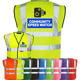Corporate Togs COMMUNITY SPEED WATCH High Visibility Vest - Printed Waistcoat, Brace Hi-Vis Strips, Fully EN471 Health, Protective Safety Wear | Safety Apparel