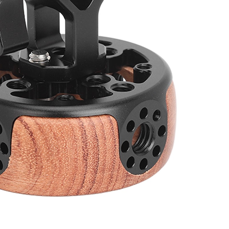 Round Side Camera Handle Handgrip Wooden Quick Release NATO Rail