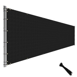 TANG Fence Privacy Screen Black 5 Feet x 25 Feet Outdoor Shade Cloth with Grommets, 150 GSM Temporary Fence Cover with Zipties Mesh Netting Fences Blockage for Backyard Garden Patio Chain Link