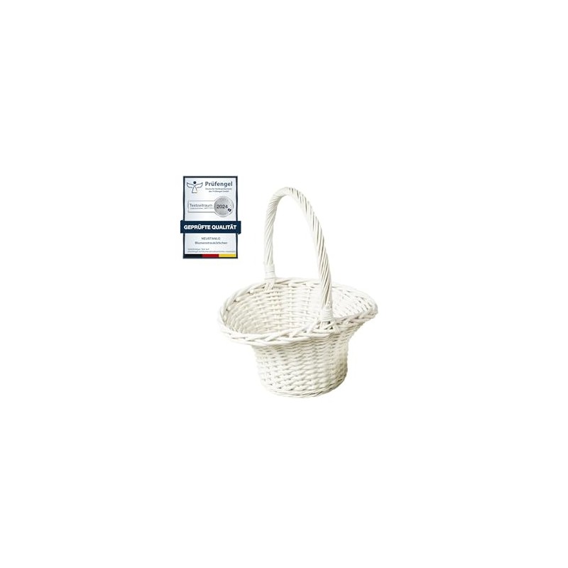 Neustanlo Flower Litter Basket, Small White Lacquered, Height: Approx. 11/24