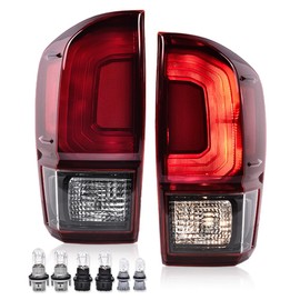 G-PLUS Pair TRD PRO Tail Light Compatible with Toyota Tacoma 2016 2017 2018 2019 2020 2021 2022 2023 Driver & Passenger Side Red Lens Black Housing 8156004170 8156004180