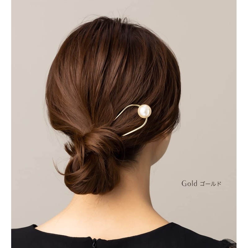 JewelVOX Hair Accessories Hair Comb Single Pearl Hair Ornament (Gold)