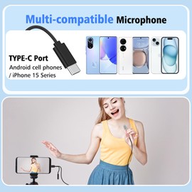 DELADOLA USB Type-C Mini Karaoke Microphone for Android Phone, Laptop, Tablets Small ASMR Microphone for Voice Video Recording Singing, Vlogging, Podcasting YouTube (Rose Purple)