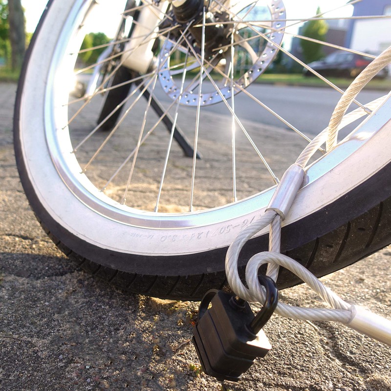 Drahtseile24 Steel Cable Lock, Loop Cable with Lock, Anti-Theft Device