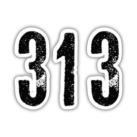 Squiddy 313 Area Code Detroit Michigan City Home Town Local Pride - Vinyl Sticker Decal for Phone, Laptop, Water Bottle (3" Wide)