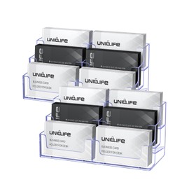 Uniclife 2 Pack Acrylic Business Card Holder for Desk 3 Tiers 6 Slots Clear Business Card Display Stand for Men & Women Desktop Business Card Organizer Card Stand for Office Home, 360 Card Capacity