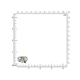 Silvershake Natural Peridot Amethyst Citrine Rhodolite Garnet and Topaz 925 Sterling Silver 3 Lines Leaf Ring Size 9