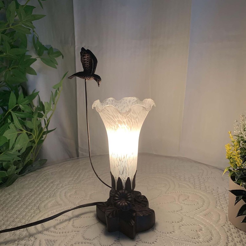 Bieye Lily Flower Blown Glass Lampshade (White, Large I.D. 1.26"