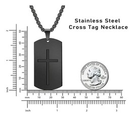 Rnivida Men's Black Cross Tag Pendant Necklace, Stainless Steel Inspirational Bible Verse Necklace for Men (Isaiah 41:10 - Black)