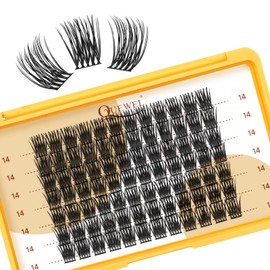 QUEWEL Lash Clusters - 14mm Soft & Lightweight Eyelash Extensions for Beginners