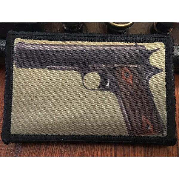 WWII Colt 1911 Pistol Morale Patch Tactical Military USA Hook