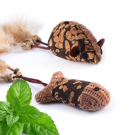 GHOSTCAT Cat Toy, Chew Toy, 2-Piece Set, For Crunching Cat Teeth, Rat, Fish, Sturdy Toy, Plush Toy, Play Alone, Feather Toy, Naturally Safe, Cleaning Teeth, Lack of Exercise, Stress Relief, Obesity