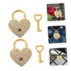 WOONEKY 2Pcs Gold Heart Shaped Padlock with Sparkly Rhinestones Love