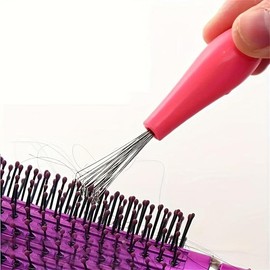 Hairbrush Cleaning Rake, 1 Count Hair Brush Cleaning Comb, Hair Remover Cleaning Tool, Hair Comb Cleaning Tool, Bathroom Gadgets Supplies - Color: Pink, Specification: one-size