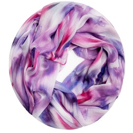 Gloop Loop Tube Scarf for Women Scarf Silky Airy Light with Colourful Pattern Print, Purple 00959a3