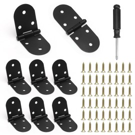 Folding Hinge 8 Pieces 180 Degree Hinge Set - Screw-On Hinge Black with Screws & Screwdriver - Foldable & Silent for Furniture Door Kitchen Table RV DIY