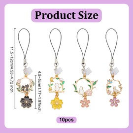 OLYCRAFT 10Pcs Dust Plug Charm 4.54.7 Inch Long Mobile Dustproof Plugs USB C Port Caps Protector with Alloy Enamel Cat Flower Pendants Phone Pendants Accessory for Most Type C Phone