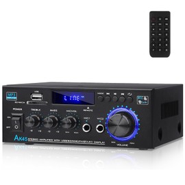 Amplificador de Audio para Casa Mini Amplificador para Casa de 2 Canales (MAX 600W, RMS 2x40W) Radio MP3USBSDFM Hi-Fi Bluetooth Amp Audio Profesional 