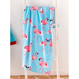 Catherine Lansfield Flamingo Cotton 76x160cm Beach Towel Blue