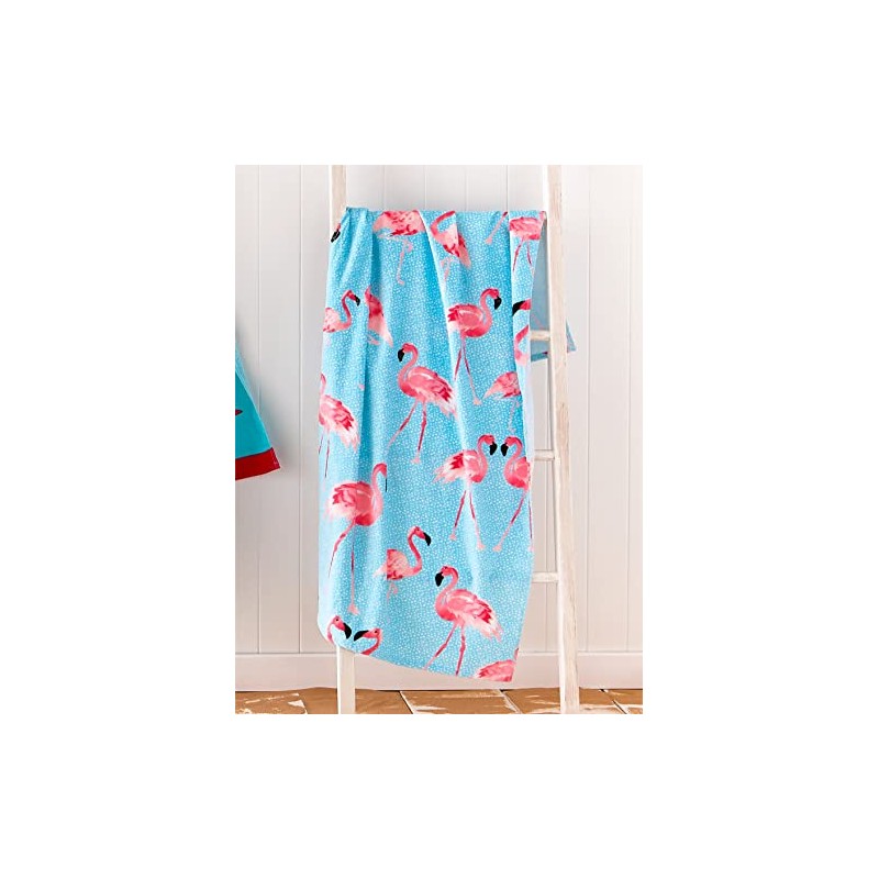 Catherine Lansfield Flamingo Cotton 76x160cm Beach Towel Blue