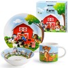 MIAMIO Kids' Farm Dinnerware Set - 3 Pieces, Ceramic, Includes