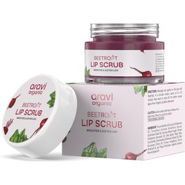 Aravi Organic Beetroot Lip Lightening Scrub Balm for Dark,Chapped & Pigmented Lips, Best Exfoliating