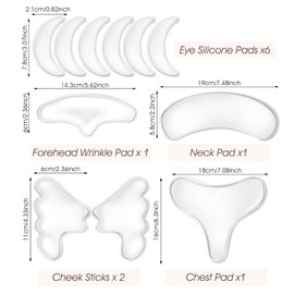 Wanmu 11 Pcs Neck Wrinkle Patches Reusable Chest Wrinkle Pads, Anti Wrinkle Silicone Facial Patches for Face, Silicone Face Patches for Skin Lines Prevention, Overnight Wrinkle Remover while Sleeping