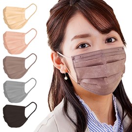 Iris Ohyama PN-NC30MMB Non-Woven Pleated Mask, Made in Japan, 30 Pieces, Regular Size, Small Face, Skin Tone, Cheek-Colored Mask, Disposable, Stylish, Gentle on Ears, Mocha Brown