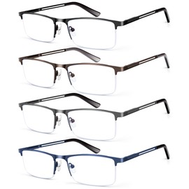 DAMIDEO Reading Glasses for Men Blue Light Blocking Reading Glasses Metal Readers Men with spring hinge Eyeglasses