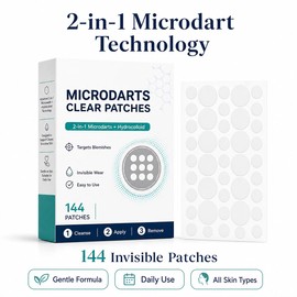 2Pack Curalona Microdarts Clear Patches, 2-in-1 Hydrocolloid Blemish Patches with Dissolvable Microdarts, Ultra-Thin Invisible Spot Patches for Early Blemishes, Daily & Overnight Skin Care