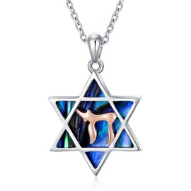 SEIYANG Star of David Necklace Sterling Silver Messianic Jewish Pendant Necklace Menorah Necklace Protection Spiritual Jewelry Hanukkah Gifts for Women Girls, Metal, base