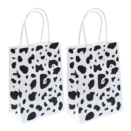 YYaaloa 30pcs Small Gift Bags with Handle Bulk 8.26 x 5.9 x 3.15 inch Cow Print White Party Favor Paper Shopping Bags for Kids Birthday Xmas Party Supplies (Small 30pcs)